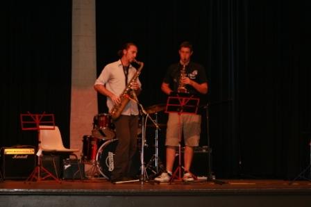 Benton Munro Saxophone student accompanied by Wayne Rigby saxophone teacher
